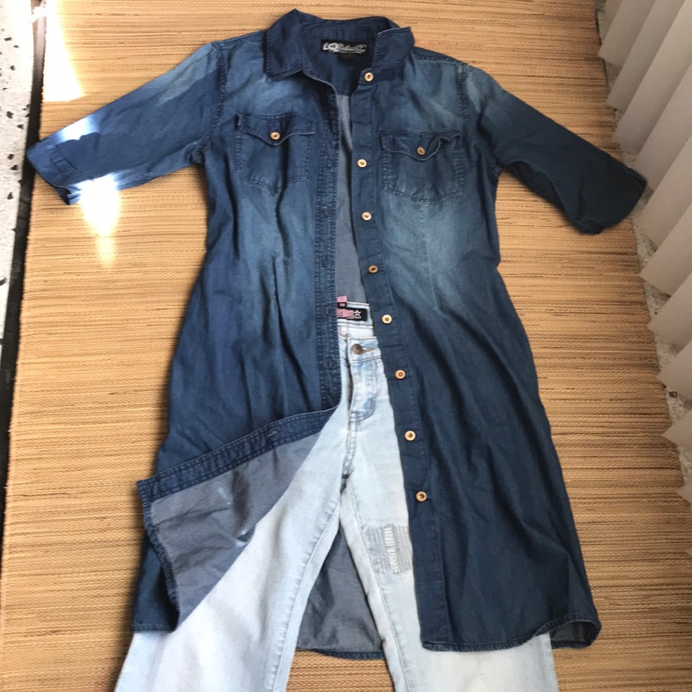 IQ authentic Brand light cotton jean shirt dress M